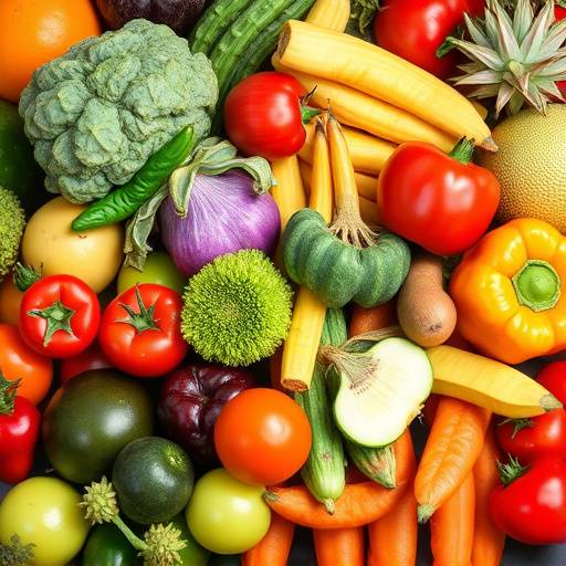 Assorted fruits and vegetables for natural detoxification